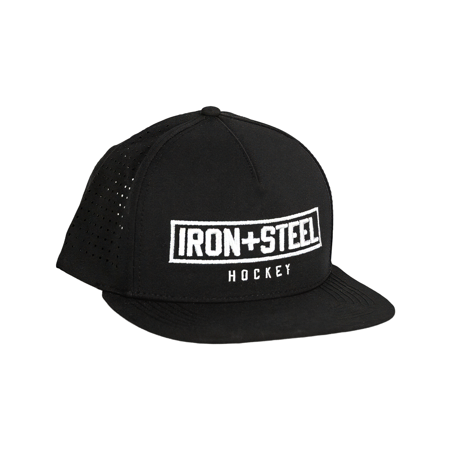 Iron+Steel Plate Snapback Hat - Black/White