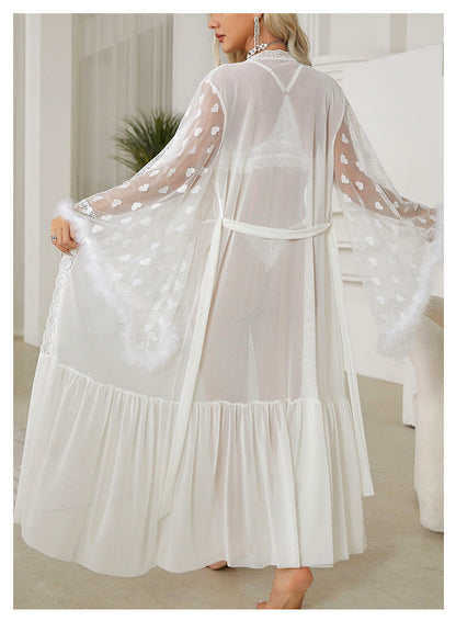 Mesh Nightgown Seductive Cardigan Pajamas