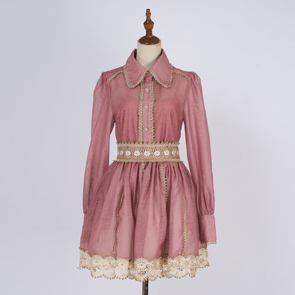 Gold Threaded Heavy Weight Lace Blouse And Half Skirt Set Two Piece