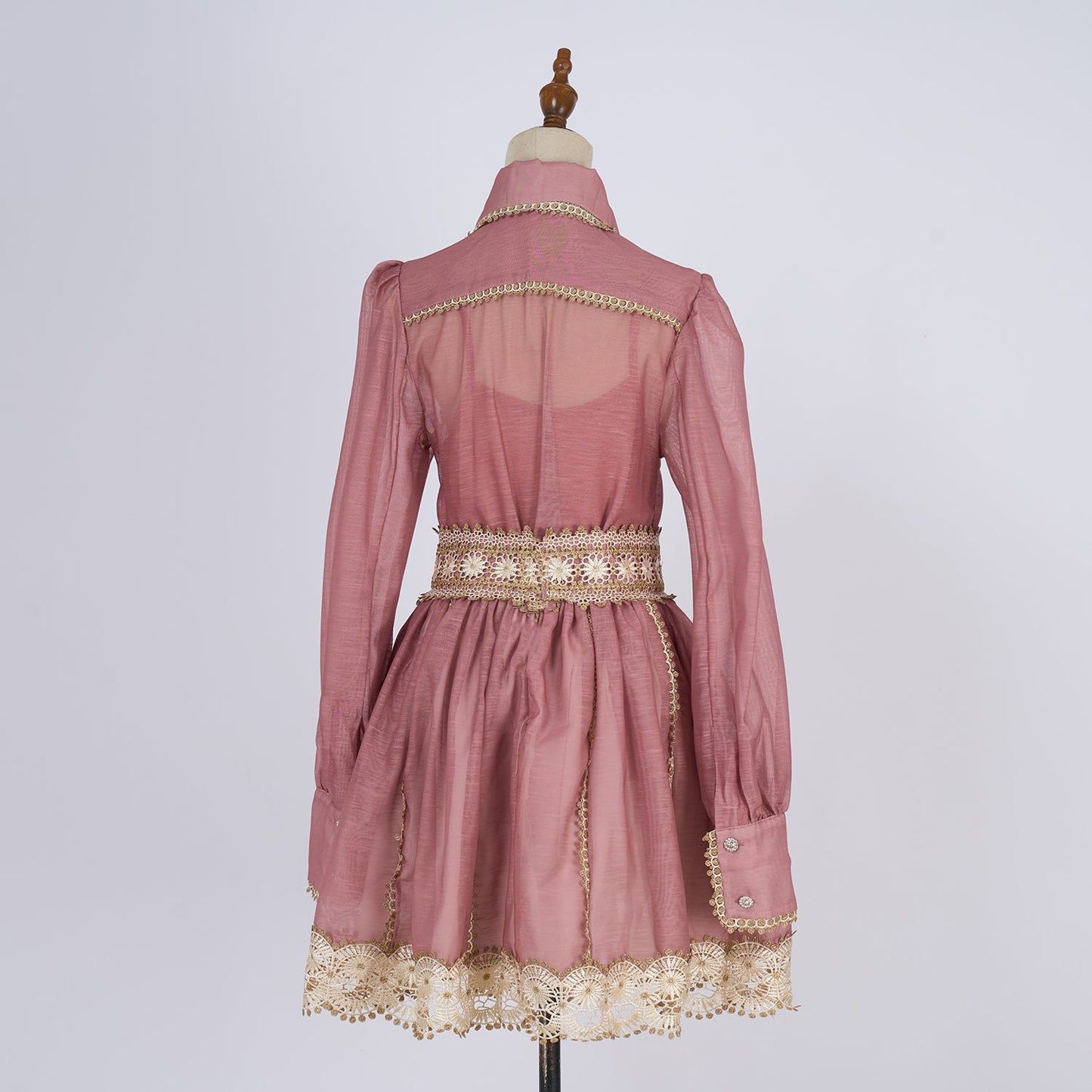 Gold Threaded Heavy Weight Lace Blouse And Half Skirt Set Two Piece