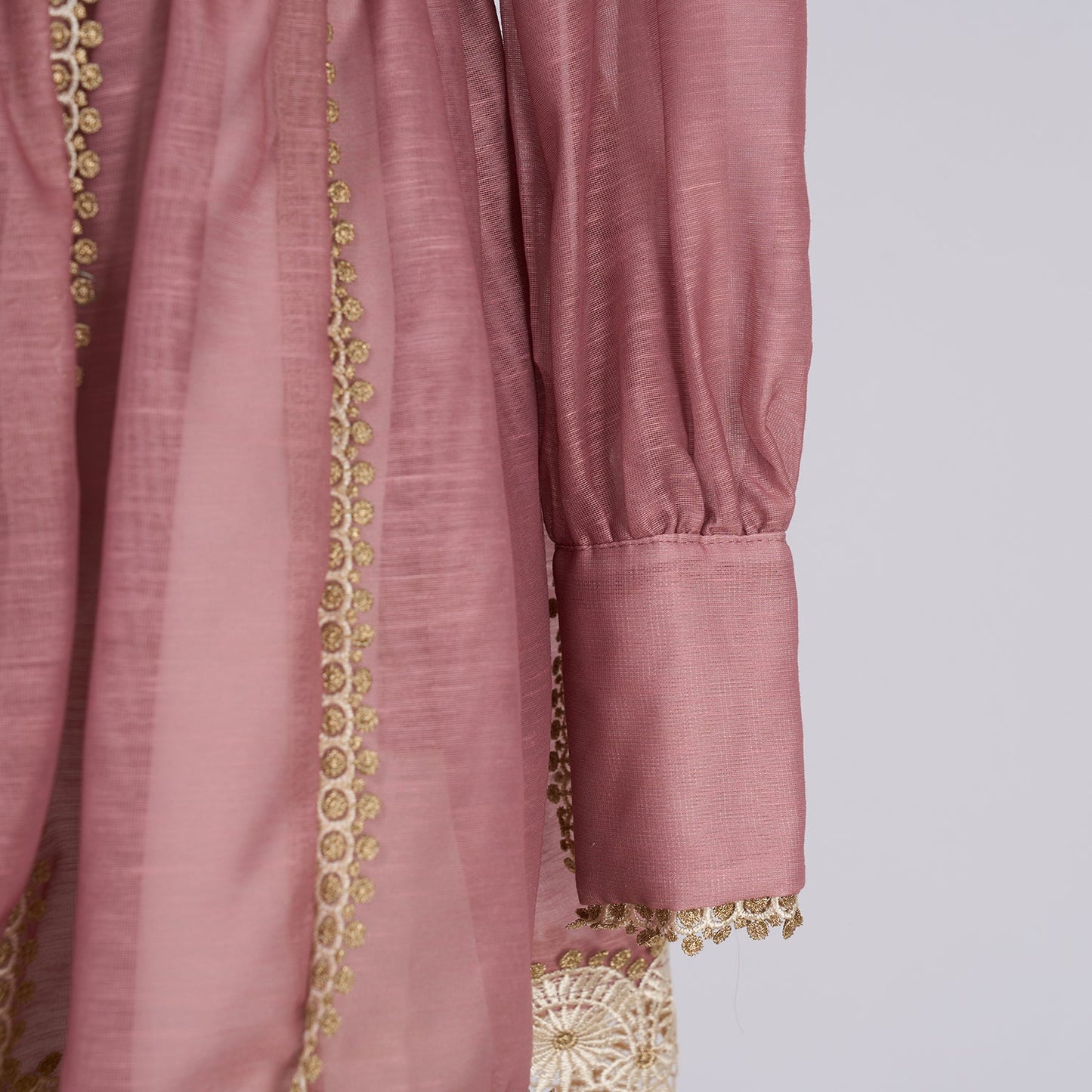 Gold Threaded Heavy Weight Lace Blouse And Half Skirt Set Two Piece