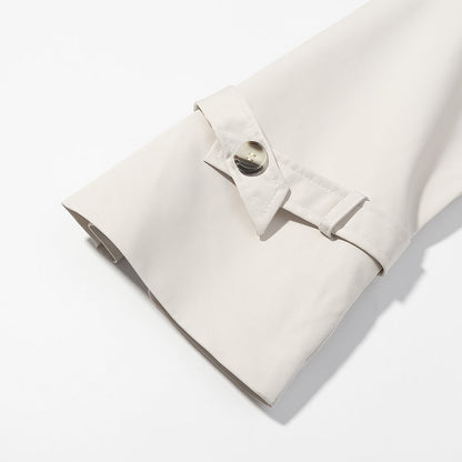 Solid Color Double Breasted Long Windbreaker Jacket