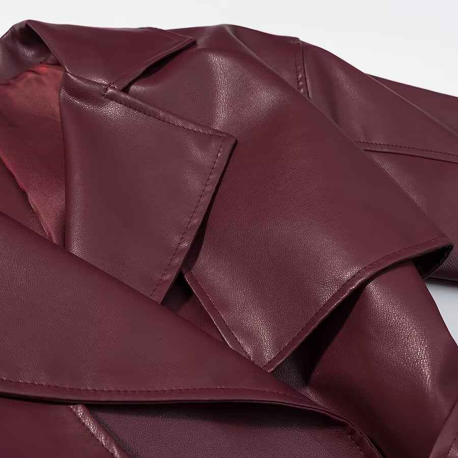 Women's Long Sleeve Leather Jacket