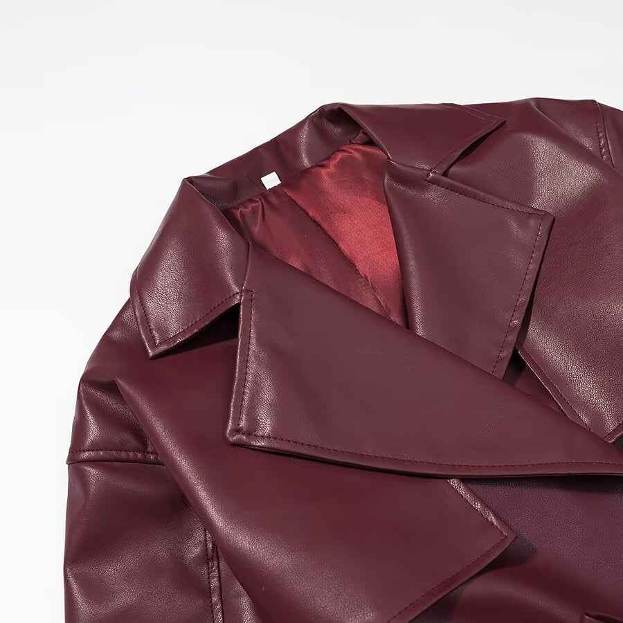 Women's Long Sleeve Leather Jacket