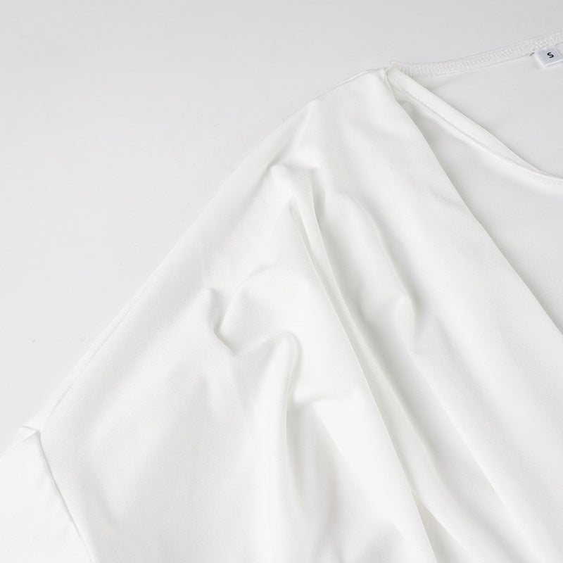 Batwing Sleeve Loose Casual Blouse Solid Color