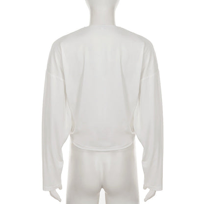 Batwing Sleeve Loose Casual Blouse Solid Color