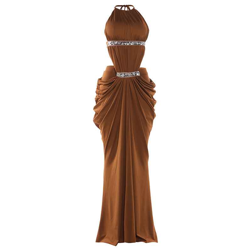 Spring Backless Thin Strap Front Slit Dress