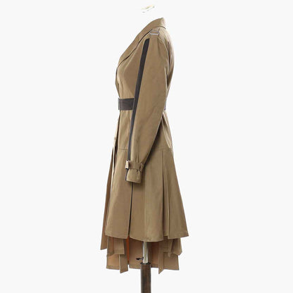 Irregular Asymmetric Contrast Color Mid Length Jacket Women's Trench MUNSIEUR