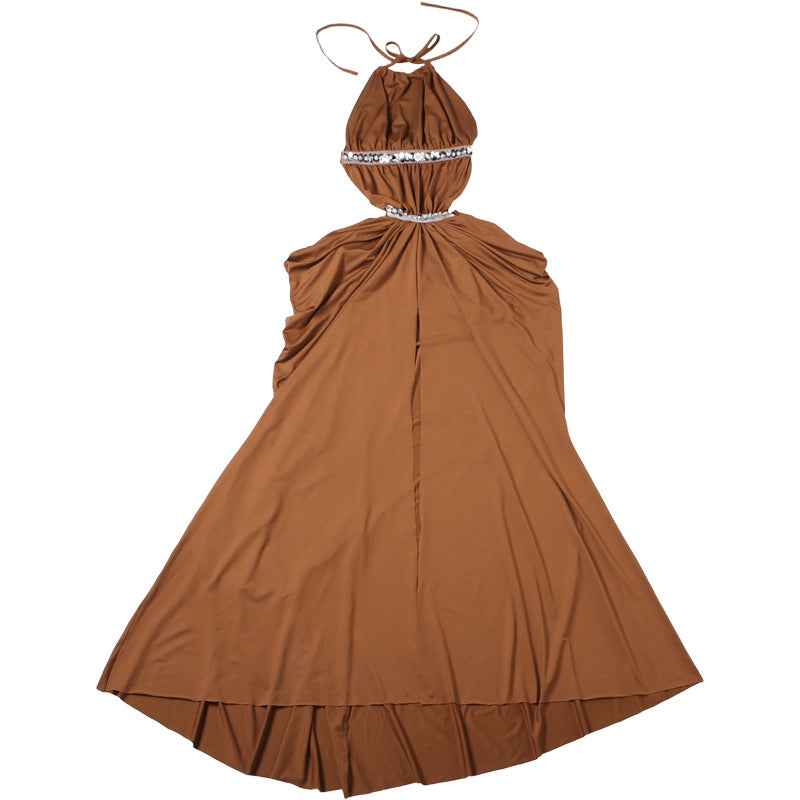 Spring Backless Thin Strap Front Slit Dress