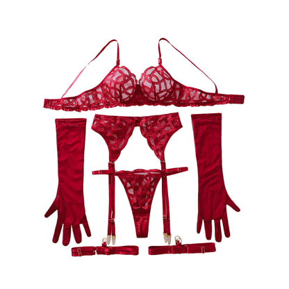 Embroidery See through Slim Fit Adjustable Lingerie