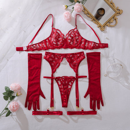 Embroidery See through Slim Fit Adjustable Lingerie
