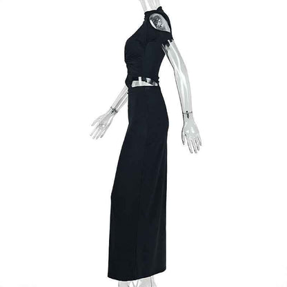 Solid Color Asymmetric  Pleated Dress