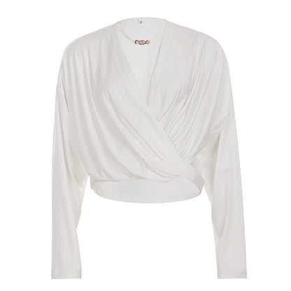 Batwing Sleeve Loose Casual Blouse Solid Color