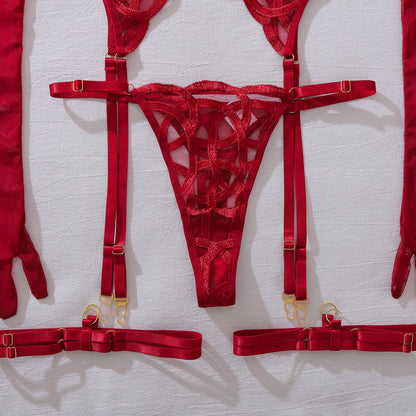 Embroidery See through Slim Fit Adjustable Lingerie