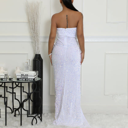 Elegant Off the Shoulder Sequined Dress