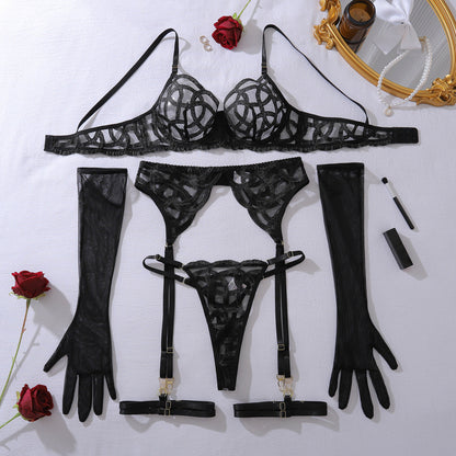 Embroidery See through Slim Fit Adjustable Lingerie