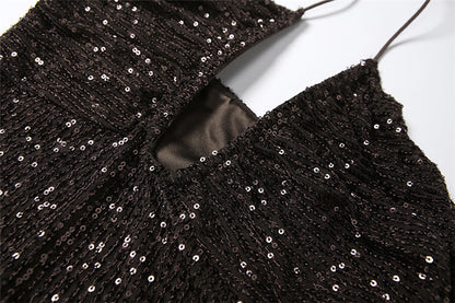 Elegant Halter Sequ Slim Dress
