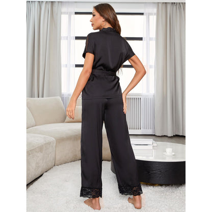Lace Up Cardigan Pajamas Set Sleepwear for HER