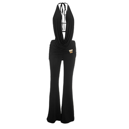 Women's Backless Jumpsuit Two Piece Set