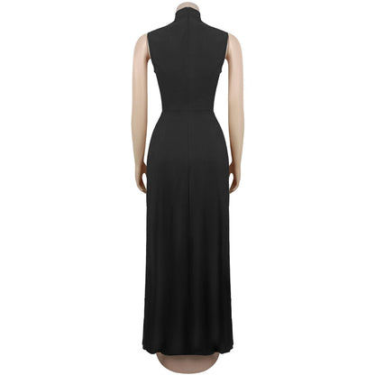 Women's Solid Color Jumpsuit Sleeveless Trousers Set