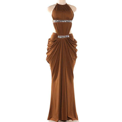 Spring Backless Thin Strap Front Slit Dress