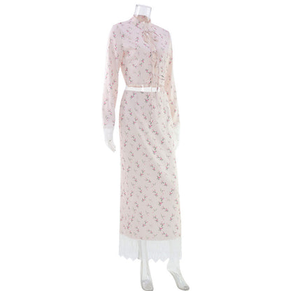 Elegant Long Sleeve Floral Mid Length Skirt Set