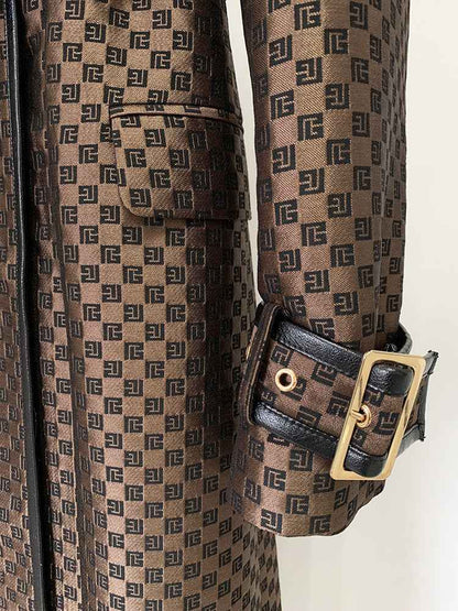Women's Jacquard Jacket Maze Pattern Long Trench