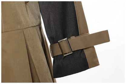 Irregular Asymmetric Contrast Color Mid Length Jacket Women's Trench MUNSIEUR