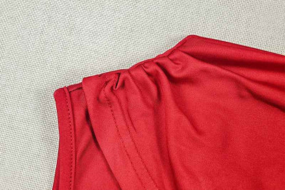Solid Color Asymmetric  Pleated Dress