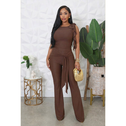 Women's Jumpsuit Bandage Pleated Set