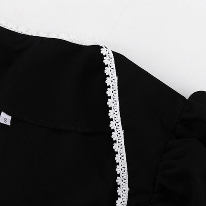 Women's Puff Sleeve Square Collar Cardigan Set Two Piece Bottoms Set MUNSIEUR