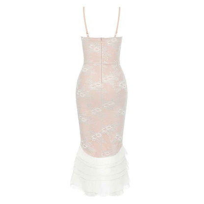 Bandage Dress Lace Ruffled Slit Sheath Fishtail MUNSIEUR