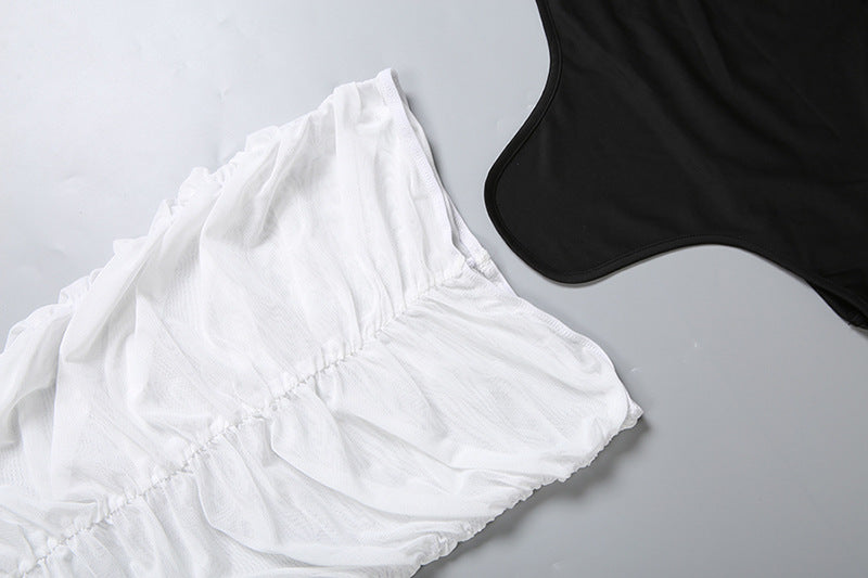 Tube Top Hollow Out Skirt Set