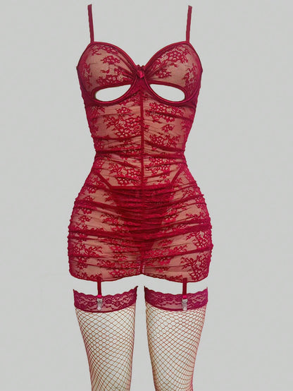 Lace See through Spaghetti Strap Nightgown Sleepwear