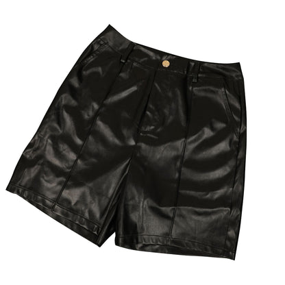 MUNSIEUR PU Leather Bottoms Set Long Sleeve with Zipper