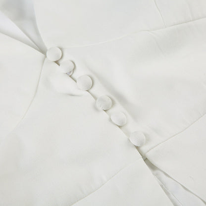 Polo Collar Solid Color V neck Sleeveless Blouse