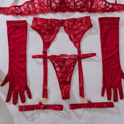 Embroidery See through Slim Fit Adjustable Lingerie