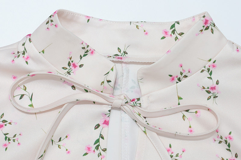 Elegant Long Sleeve Floral Mid Length Skirt Set