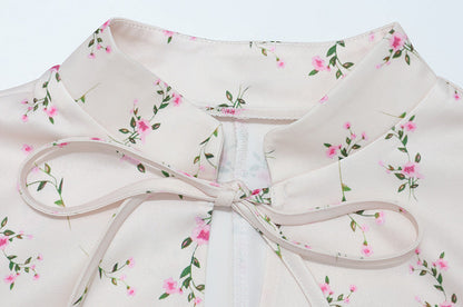 Elegant Long Sleeve Floral Mid Length Skirt Set