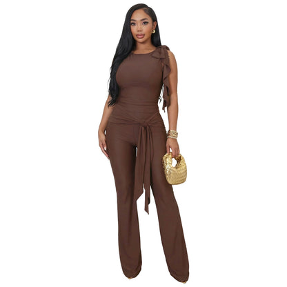Women's Jumpsuit Bandage Pleated Set