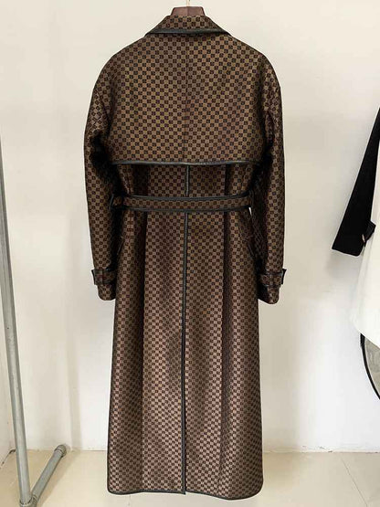Women's Jacquard Jacket Maze Pattern Long Trench