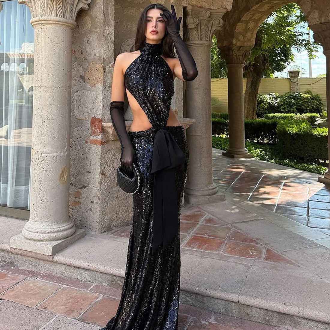 Backless Hollow Out Maxi Dress Elegant