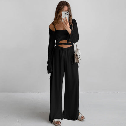 Sleepwear Three Piece Set Comfortable Pajamas Casual Bedset