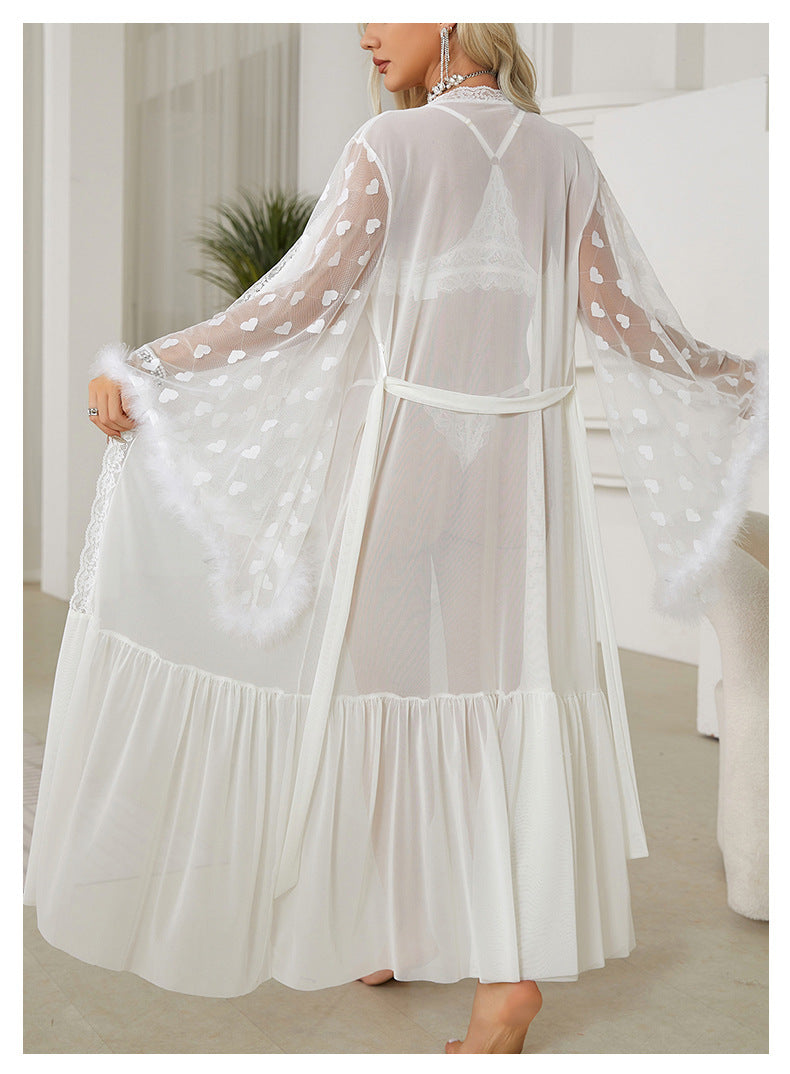Mesh Nightgown Seductive Cardigan Pajamas
