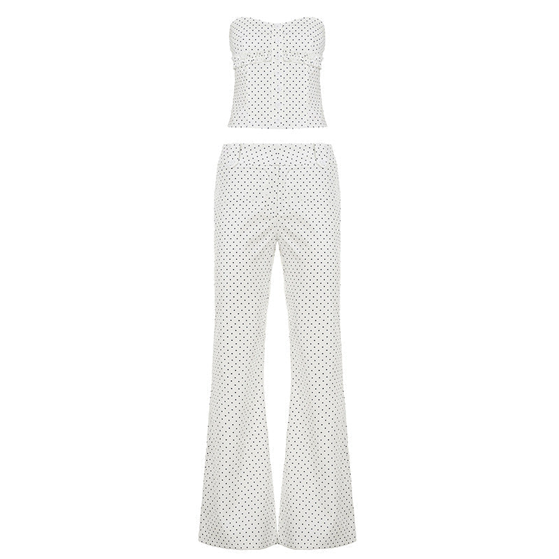 Casual Polka Dot Jumpsuit Two Piece Set