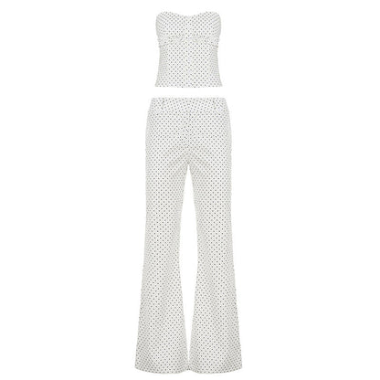 Casual Polka Dot Jumpsuit Two Piece Set