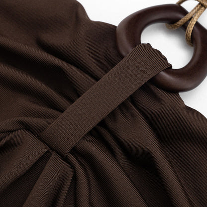 Spring Solid Color Pleated Backless Halter Sling Top T-shirt for Women