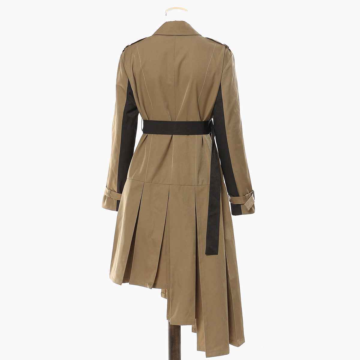Irregular Asymmetric Contrast Color Mid Length Jacket Women's Trench MUNSIEUR