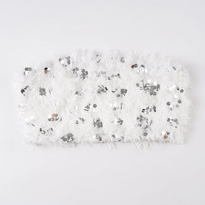 White Sequined Furry Bottoms Set