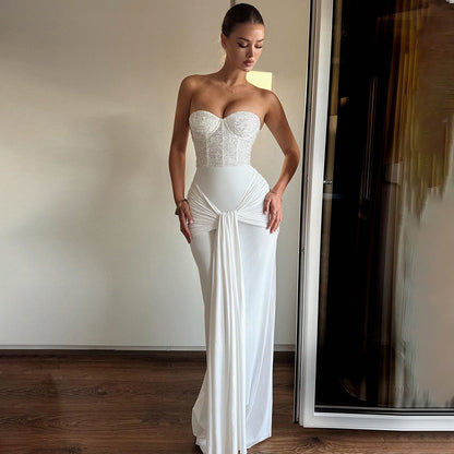 Sequin Tube Top Backless Sheath Dress for Women